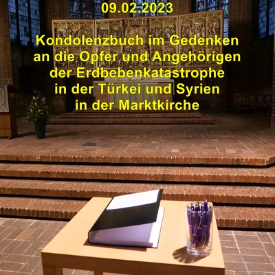 20230209 Marktkirche Kondolenzbuch Erdbebenopfer