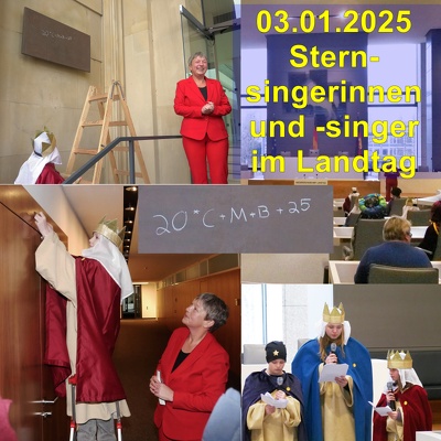 20250103 Landtag Sternsingerinnen Sternsinger